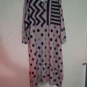 Source Unknown Black and Gray High Low Dress